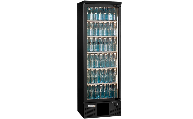 Flaschenkühlschrank mit Glastür Türanschlag Links Anthrazit - Gamko MG3/300LG - 600x530x(H)1800/1825mm