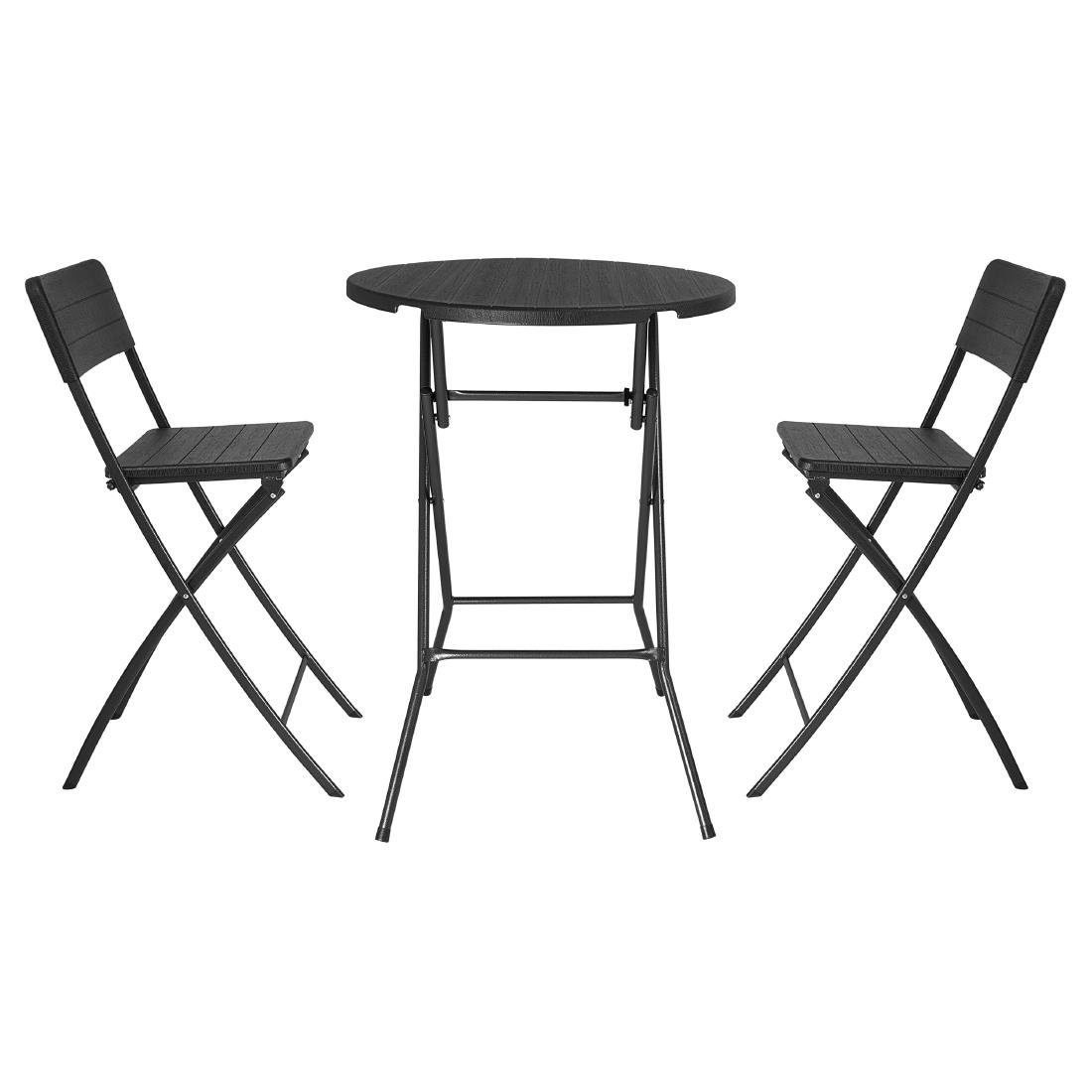 Table de bar pliante HDPE Bolero effet bois noir 800mm