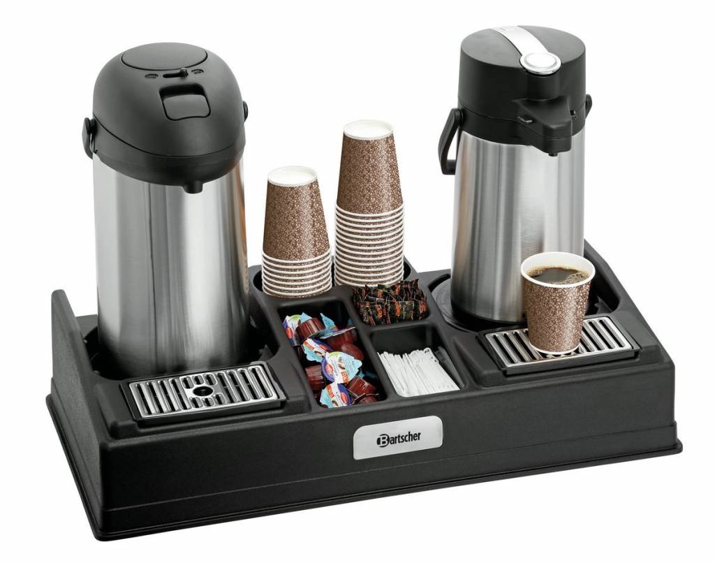 Station de café en plastique | 5 compartiments de rangement | 660x340x(h)145mm