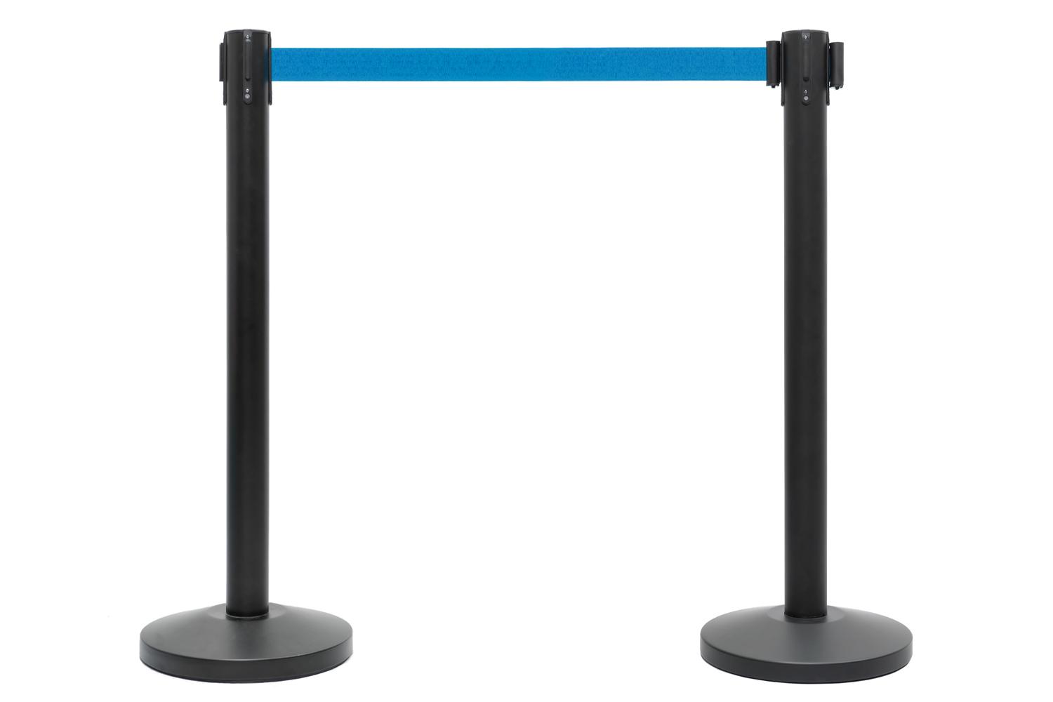 Zwarte Afzetpaal met Trekband Blauw