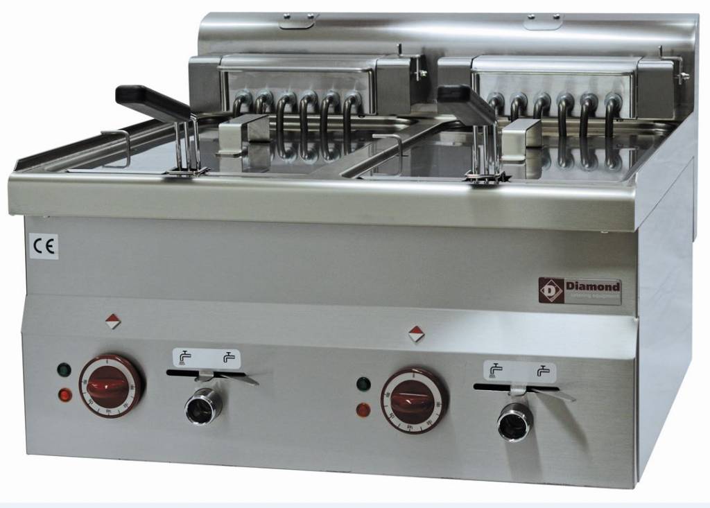 Friteuse Electrique Double Inox | 10 Litres | Top | 400V | 15kW | 600x600x(H)280/400mm