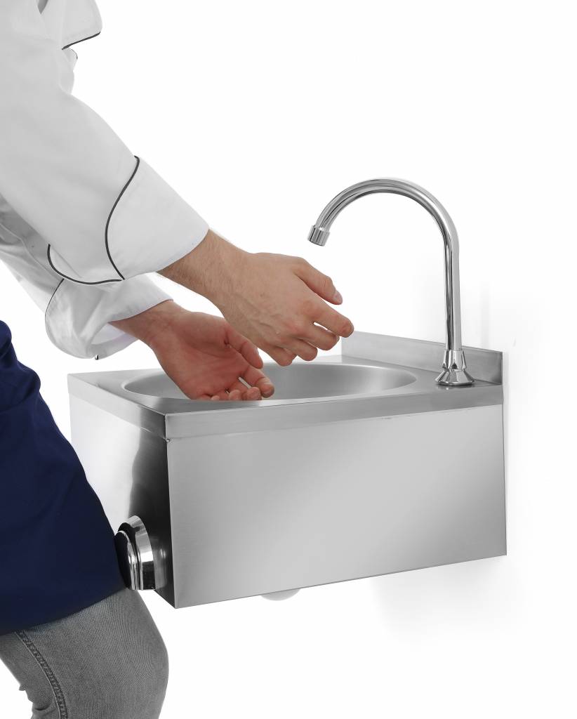 Handwaschbecken Edelstahl | Kniebedienung | 400x400x(h)450mm