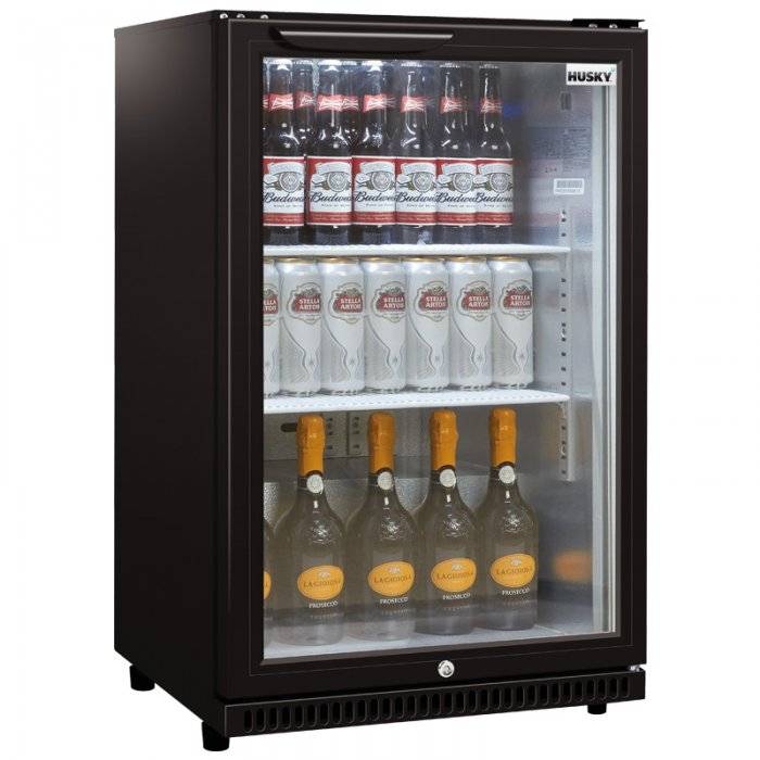 Bar Kühlschrank Glastür Schwarz | 112 Liter | Erzwungen | 541x556x (H)868mm