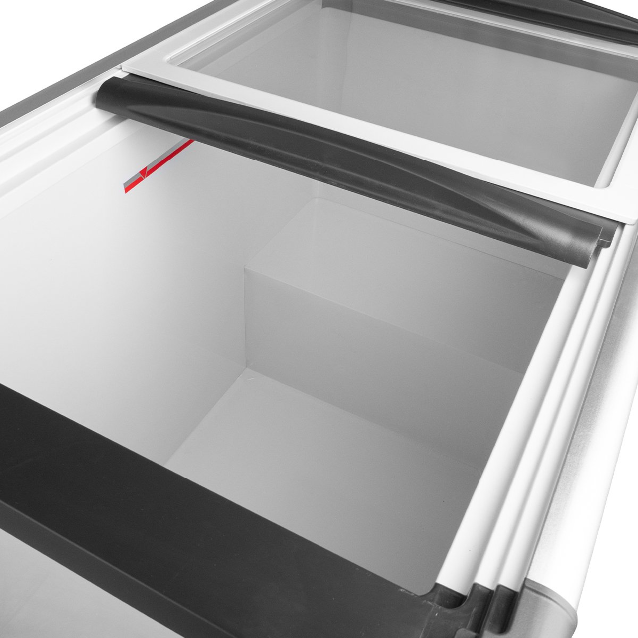 Tiefkühltruhe ECO 350 mit Glasschiebedeckel, 4 Rollen