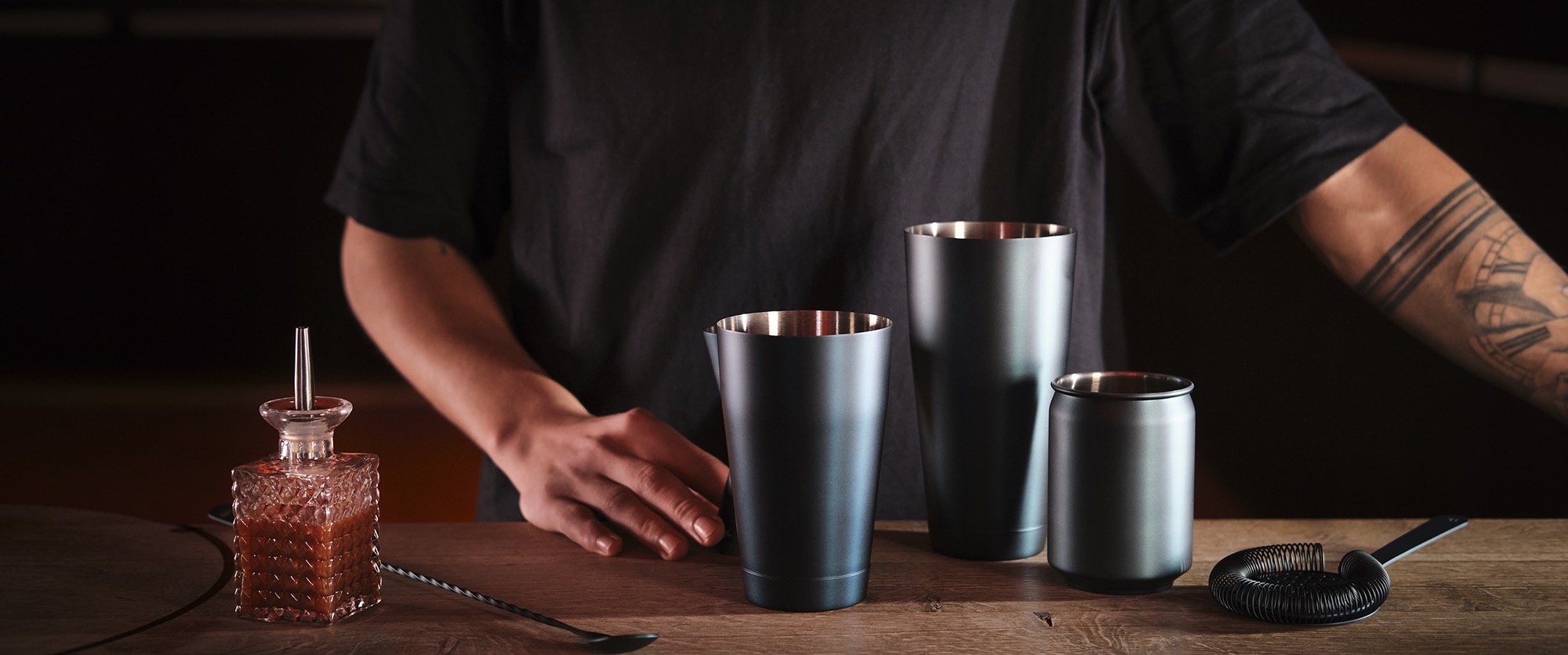 Shaker Tin Tin NOCTURN, 0,8 ltr., Ø 9 cm, blau matt, Chromnickelstahl 18/8