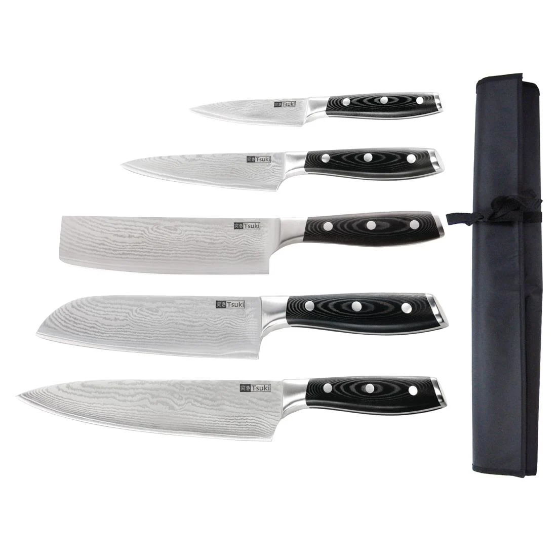 Ensemble de couteaux japonais Tsuki | 5 couteaux avec étui