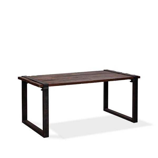 Old Dutch Table avec plateau en bois de grange, version basse, pieds en U, 220x80x76 cm (BxTxH), 30220LU