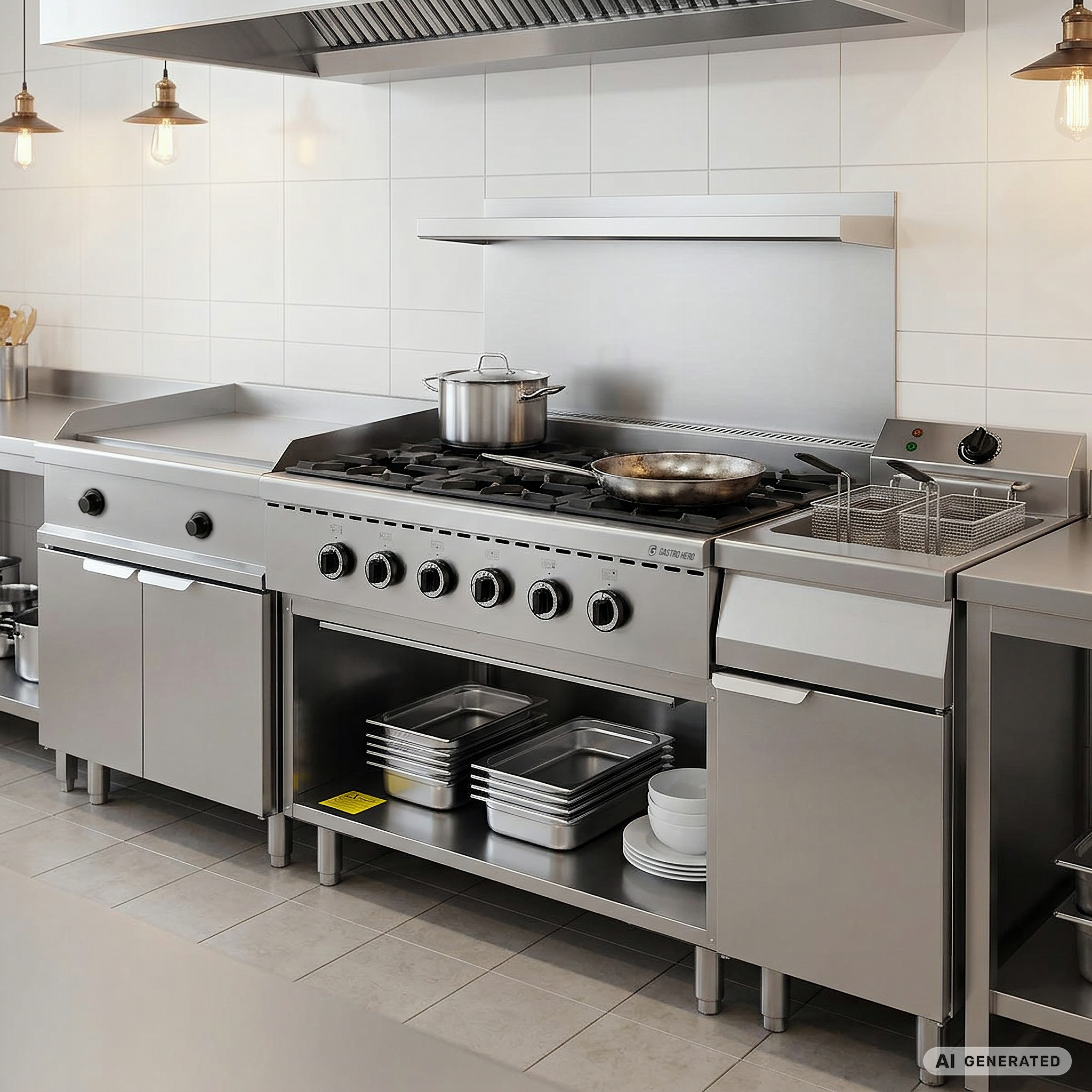 Gasfornuis ECO met open onderstel - 43,2 kW - 6 branders