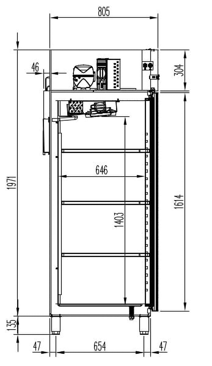 Armoire réfrigérée professionnelle PROFI 1400 GN 2/1 Supérieur