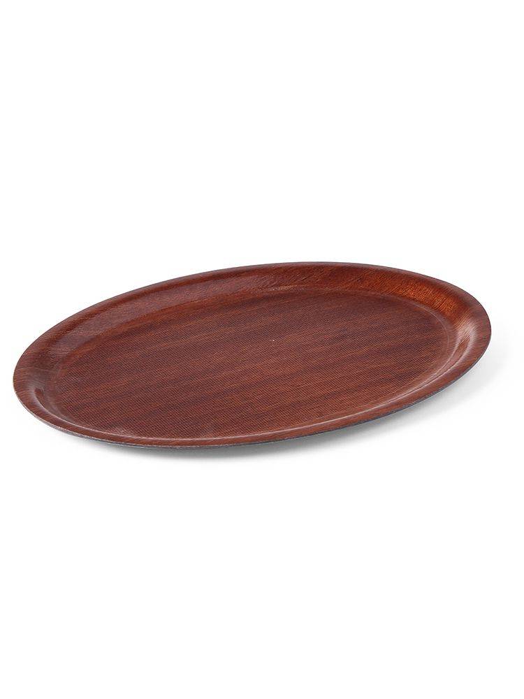 Serviertablett Oval Mahogonifarbe | Holzverstärkt + Antirutsch | Erhältlich in 3 Größen