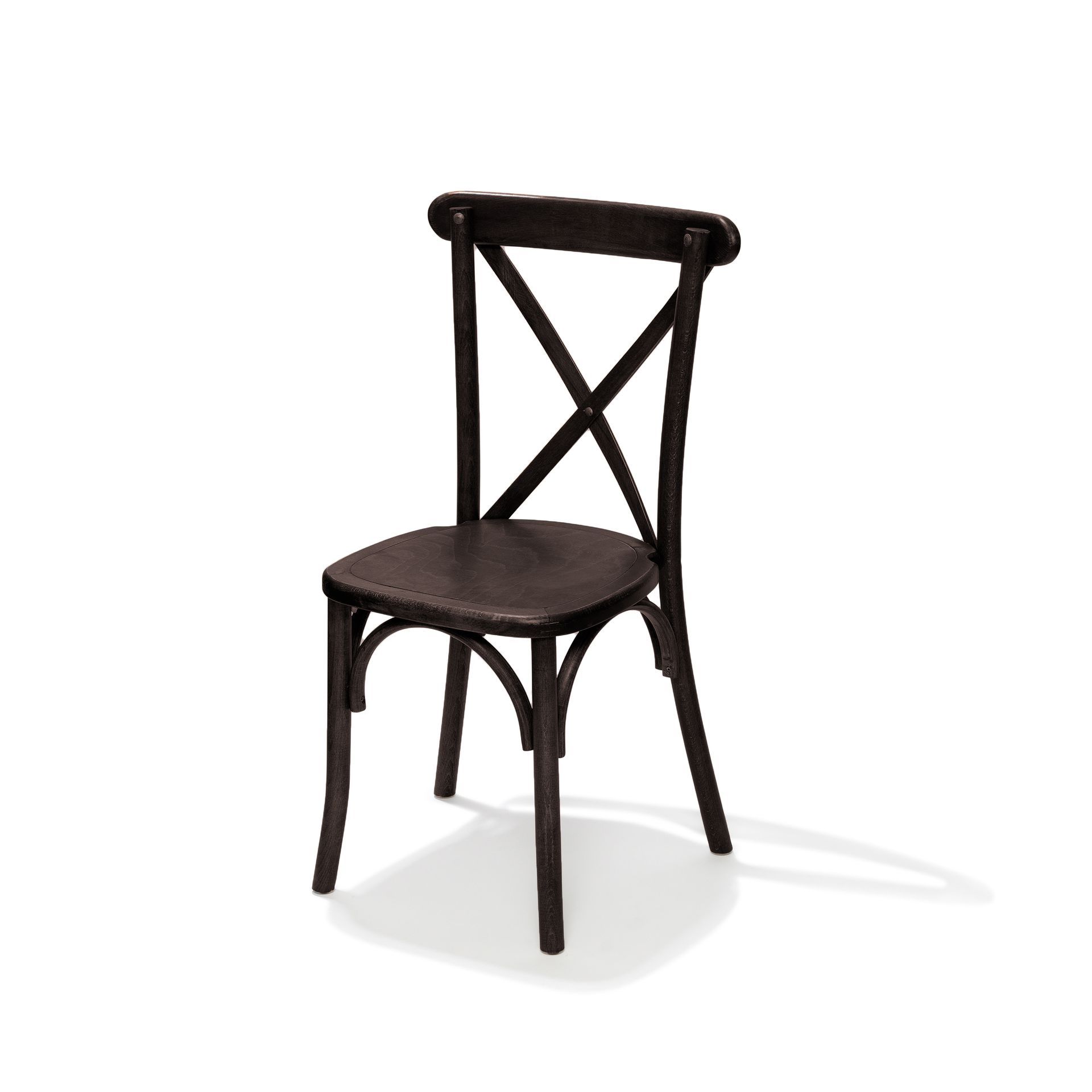 Crossback chaise empilable en bois massif, Marron foncé, 48x47x88cm (BxTxH), 50100