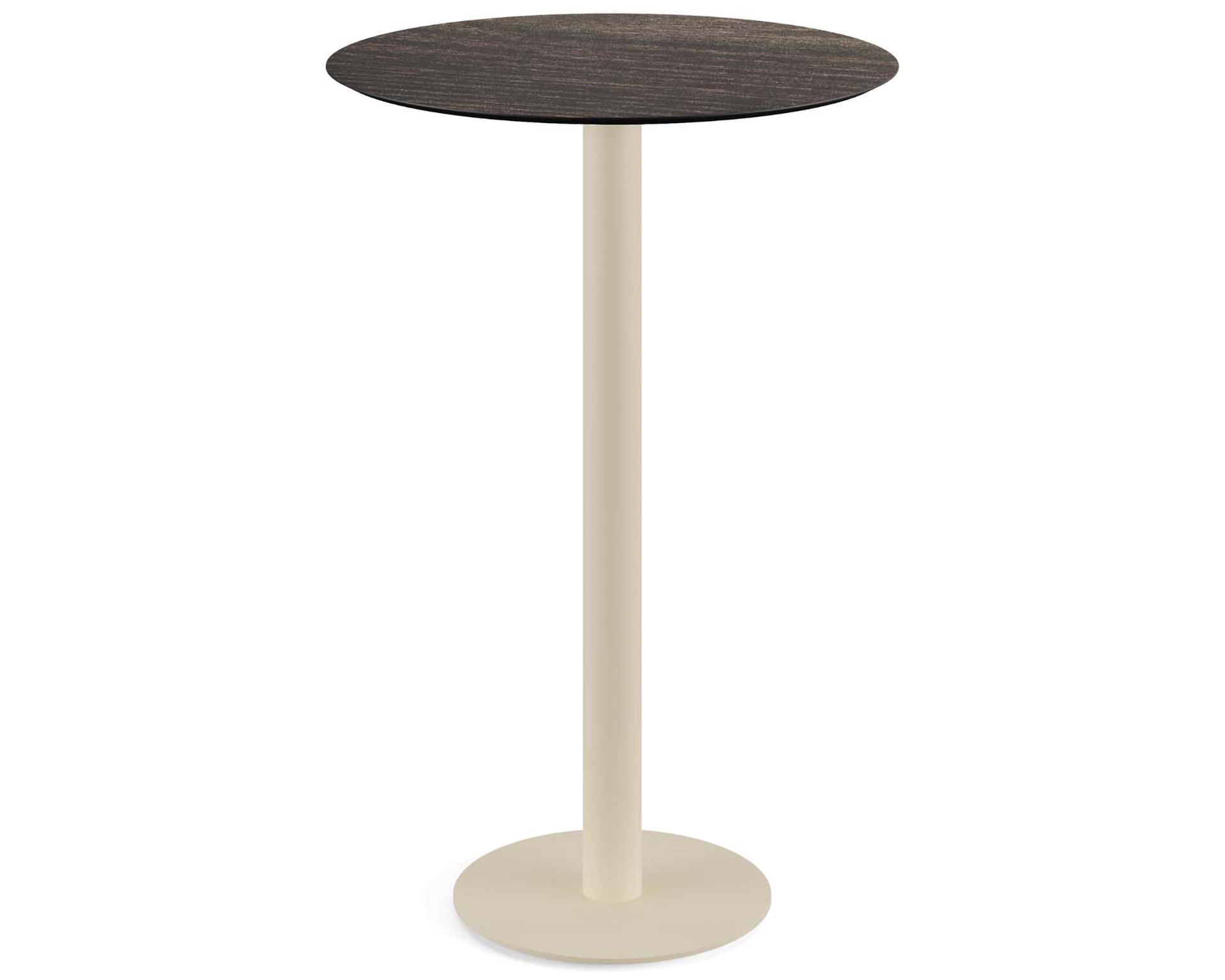Table de bar Urban piètement sable + plateau HPL Riverwashed Wood Ø70cm