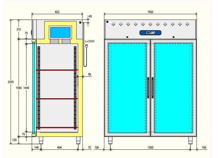 Tiefkühlschrank mit Glastüren | Edelstahl | 1400 Liter | 1500x820x(h)2030mm | DeLuxe