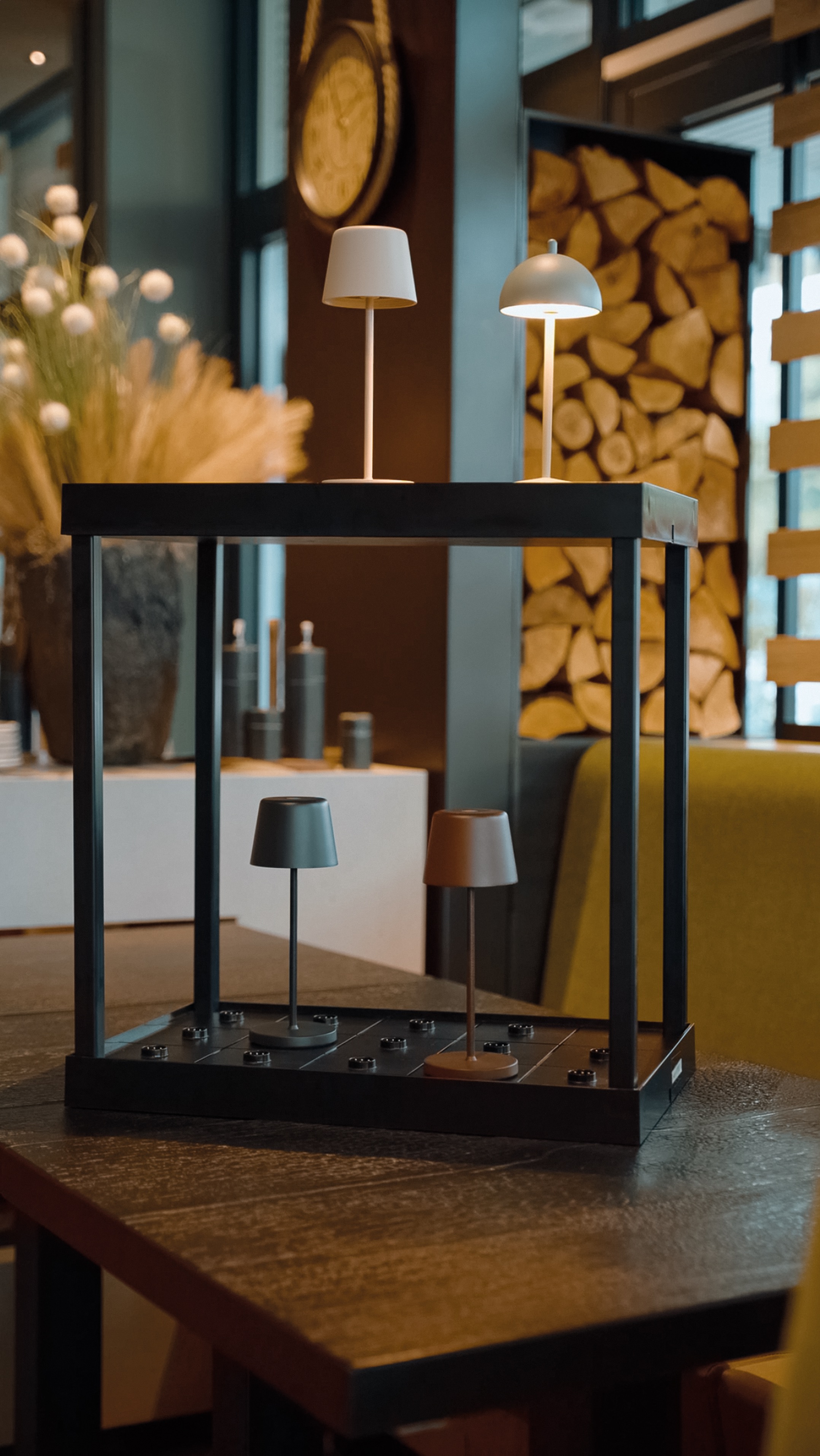 Lampe de table LED YUYU ALEX, hauteur 20,8 cm, diamètre 7,6 cm, finition corten mate