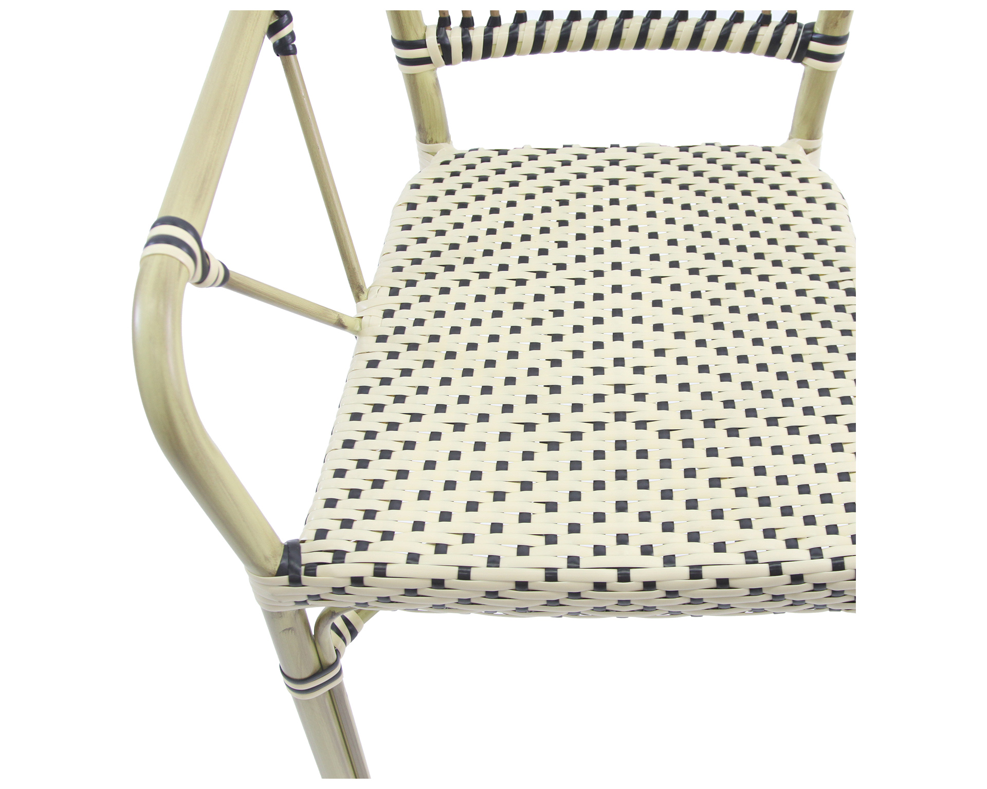 Chaise bistro James - rotin - bambou blanc/noir