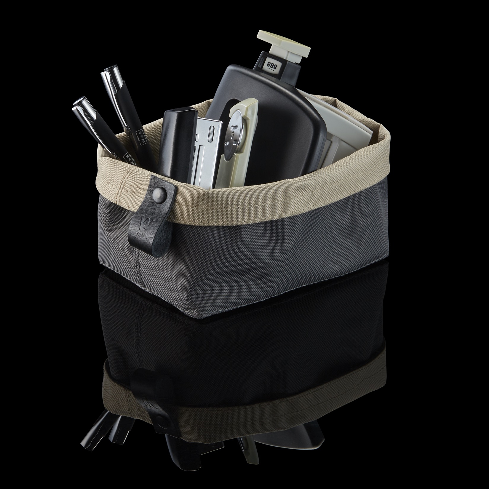 Broodtasje FLIP TETRON, 15 x 11 x 8 cm, lichtgrijs/lichtkhaki, Tetron