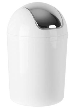 Abfallbehälter | Kunststoff | Schwingdeckel | Weiß | 5L