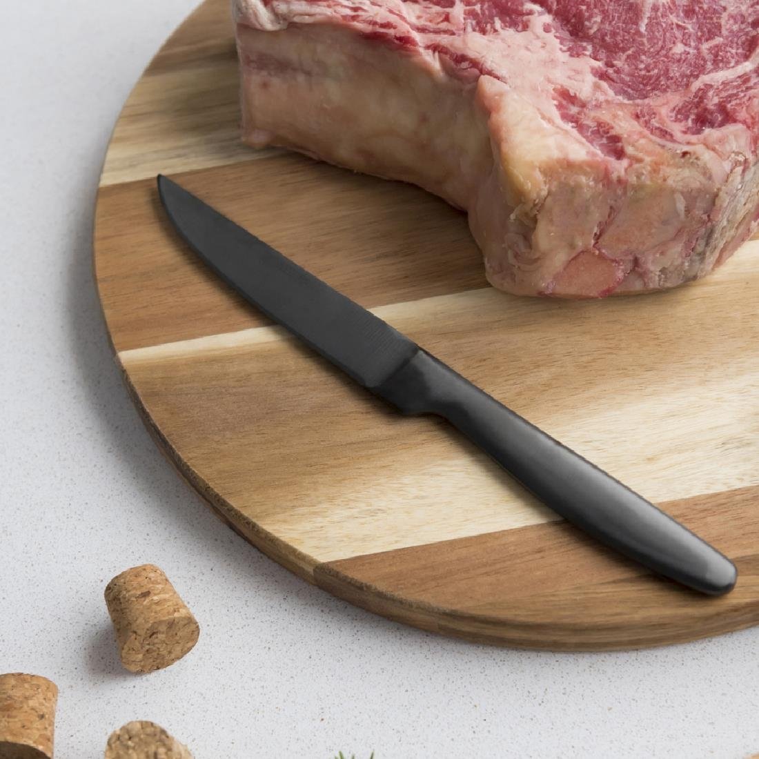 Comas Boj Satin Gunmetal Couteau à steak (Boîte de 6)