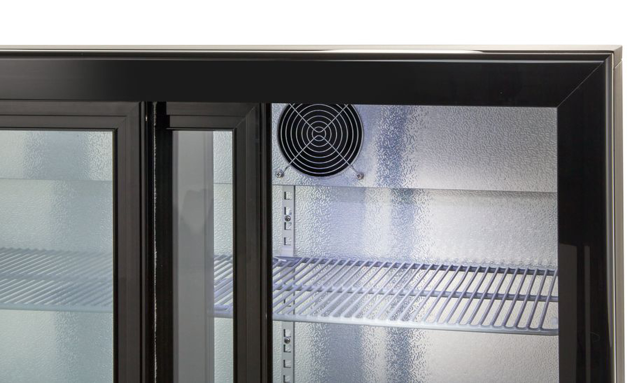 Armoire à boissons ECO 350 noire avec portes coulissantes, éclairage LED, encastrable sous plan de travail