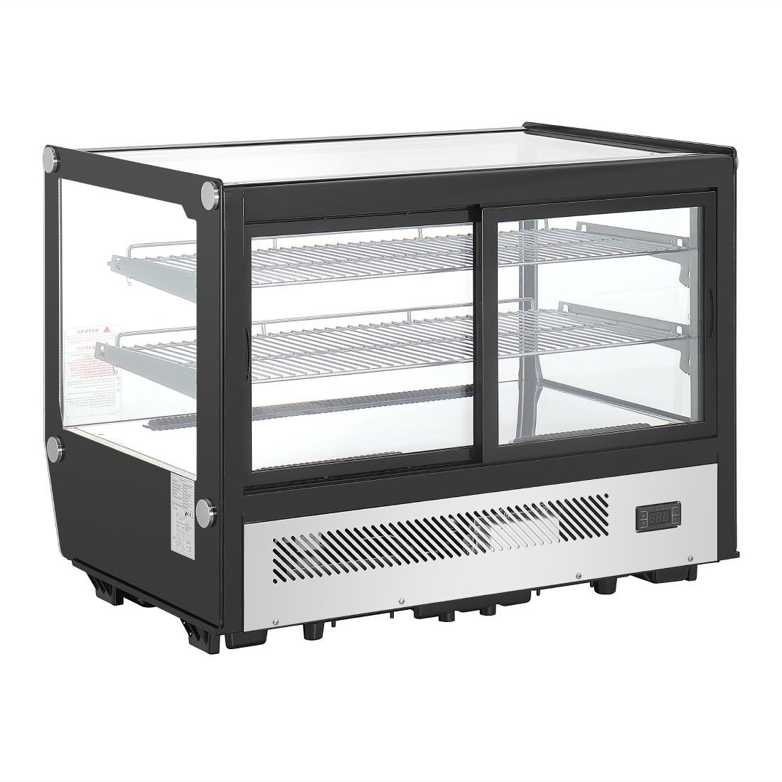 Polar G-Serie Theken-Kühlschrank Schwarz Quadratisches Glas 160L