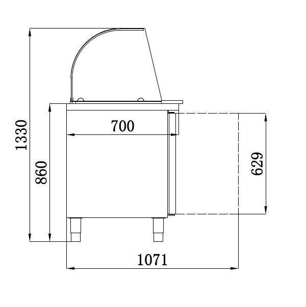 Kühltisch Edelstahl | 3 Türen | Glasaufsatz | GN1/1 | 1795x700x1365(h)mm