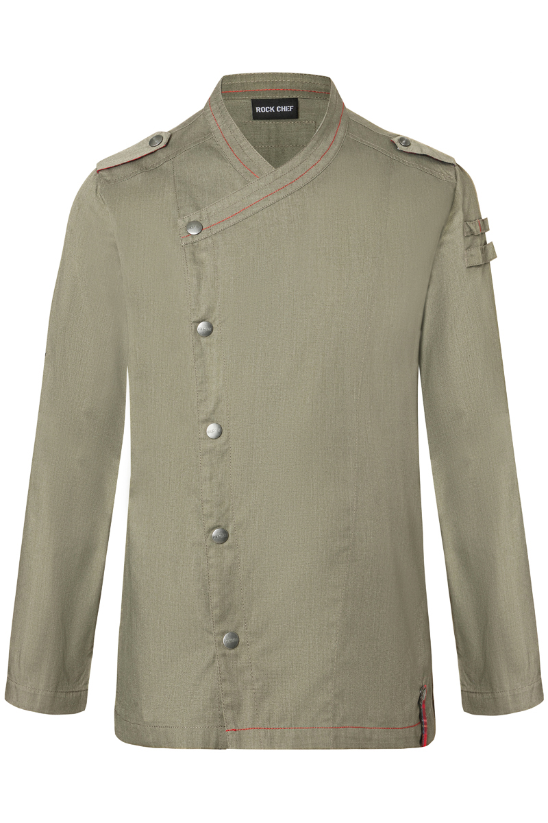 Veste de cuisine à manches longues pour hommes Denim-Style ROCK CHEF-Stage2 - Vintage Moss Green - 46