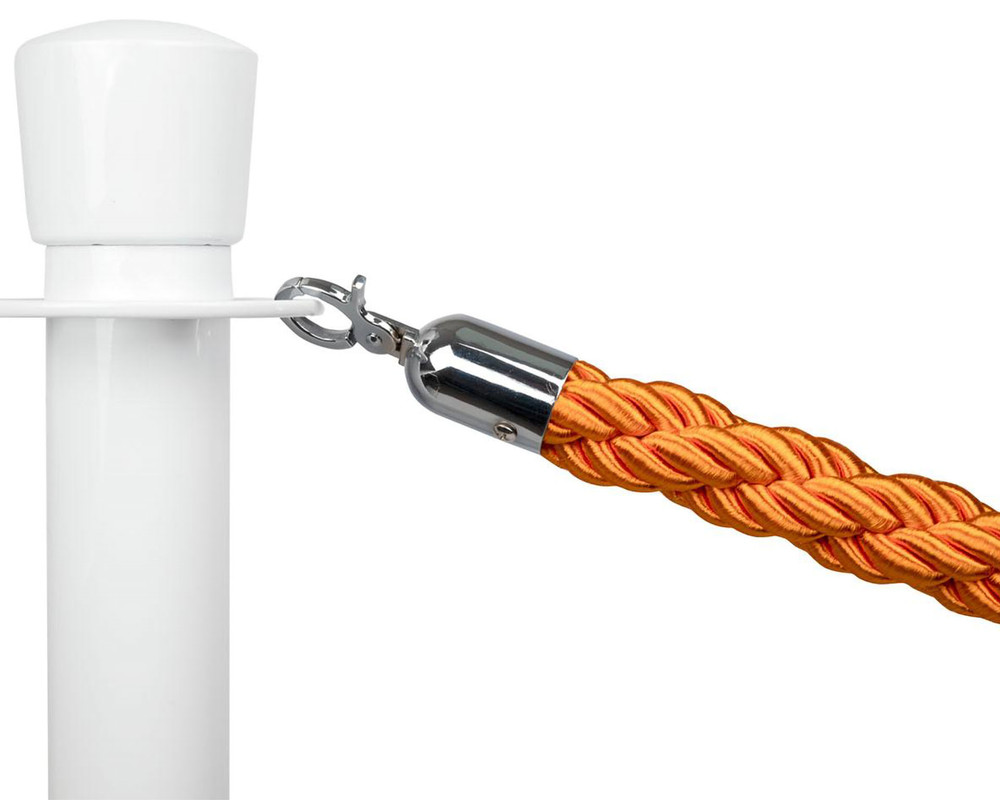 Cordon barrière torsadé orange - attache chromée