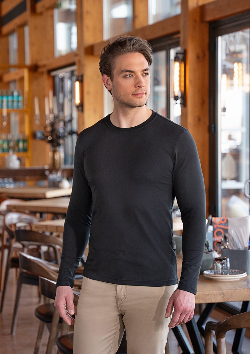 Langarm Herren Workwear Shirt Casual-Flair - Schwarz - L
