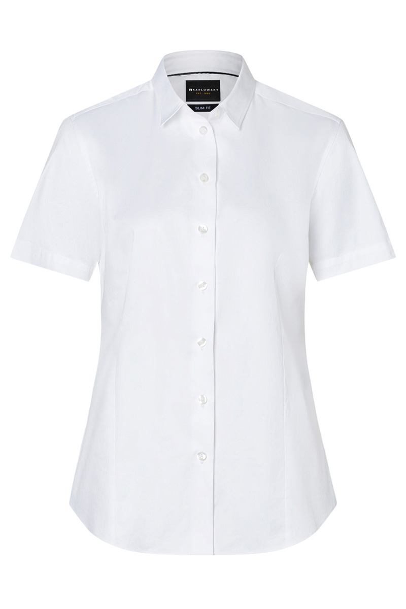 Chemisier pour femme à manches courtes Active-Stretch avec coupe légèrement cintrée - Blanc - 2XL