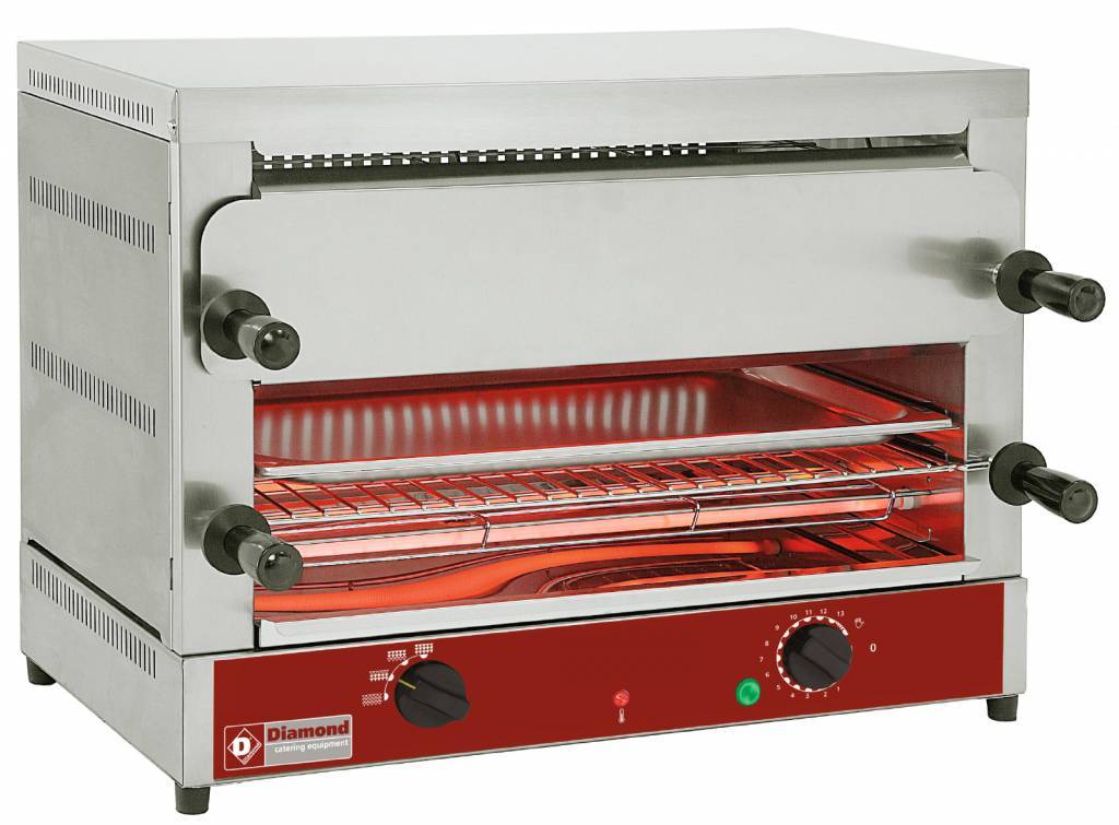 Toaster-salamandre GN 1/1 électrique | 2 étages (520x320) | à "Quartz" | 64x38x(h)47.5cm | 4kW