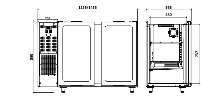 Barkoelkast 2 Glazen Deuren| RVS | 375 Liter | 145.5x56.5x(H)89/90.5cm