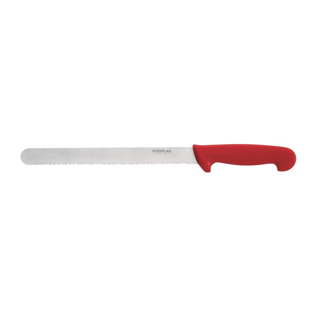 Hygiplas gekarteld vleesmes 25,5cm rood