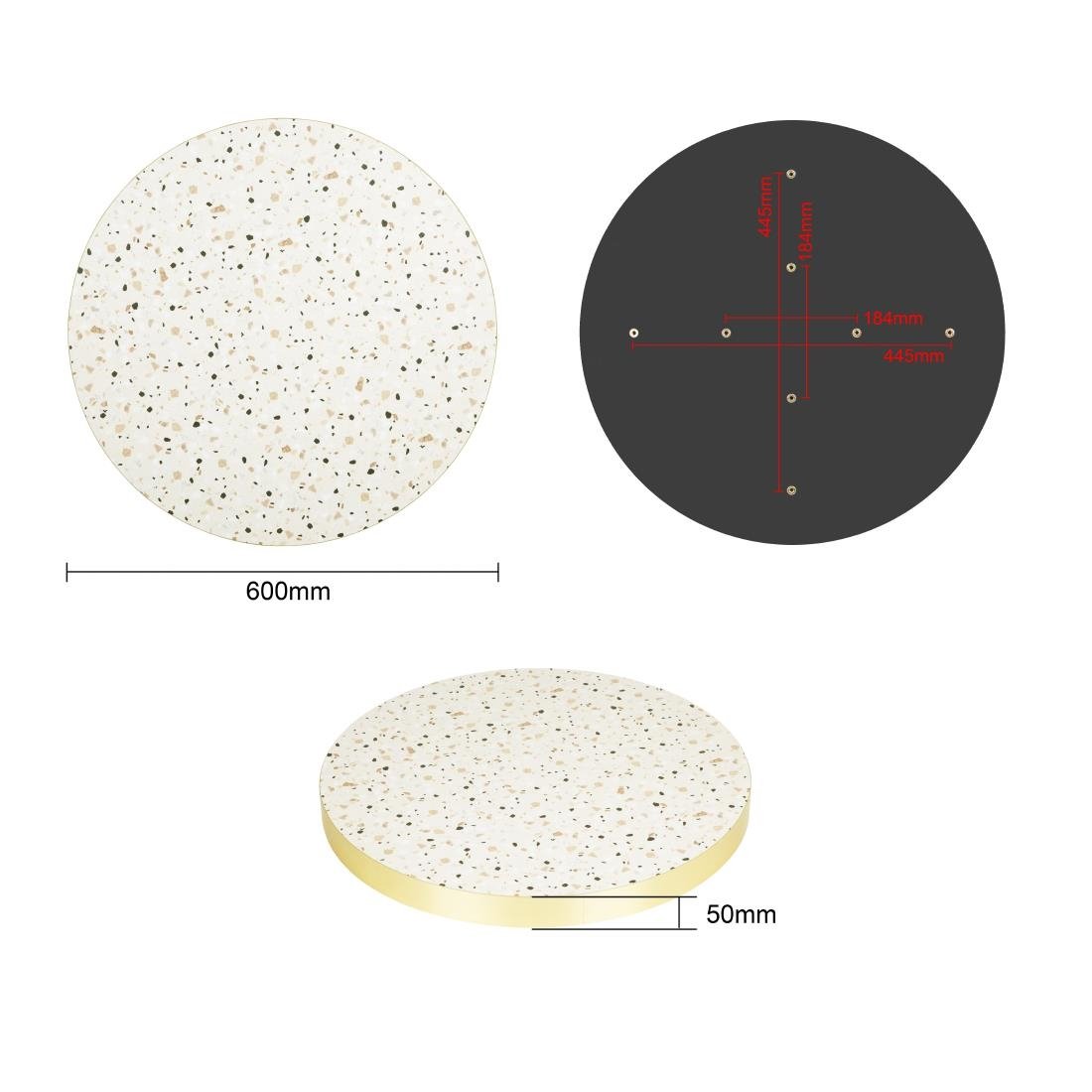 Runde Tischplatte im Bolero-Terrazzo-Stil, 600 mm