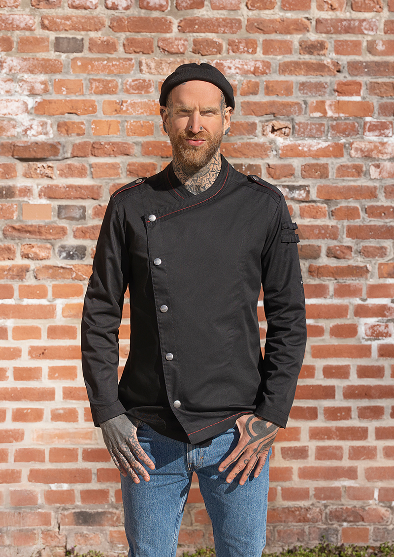 Veste de cuisine à manches longues pour hommes ROCK CHEF-Stage2 - Noir - 46