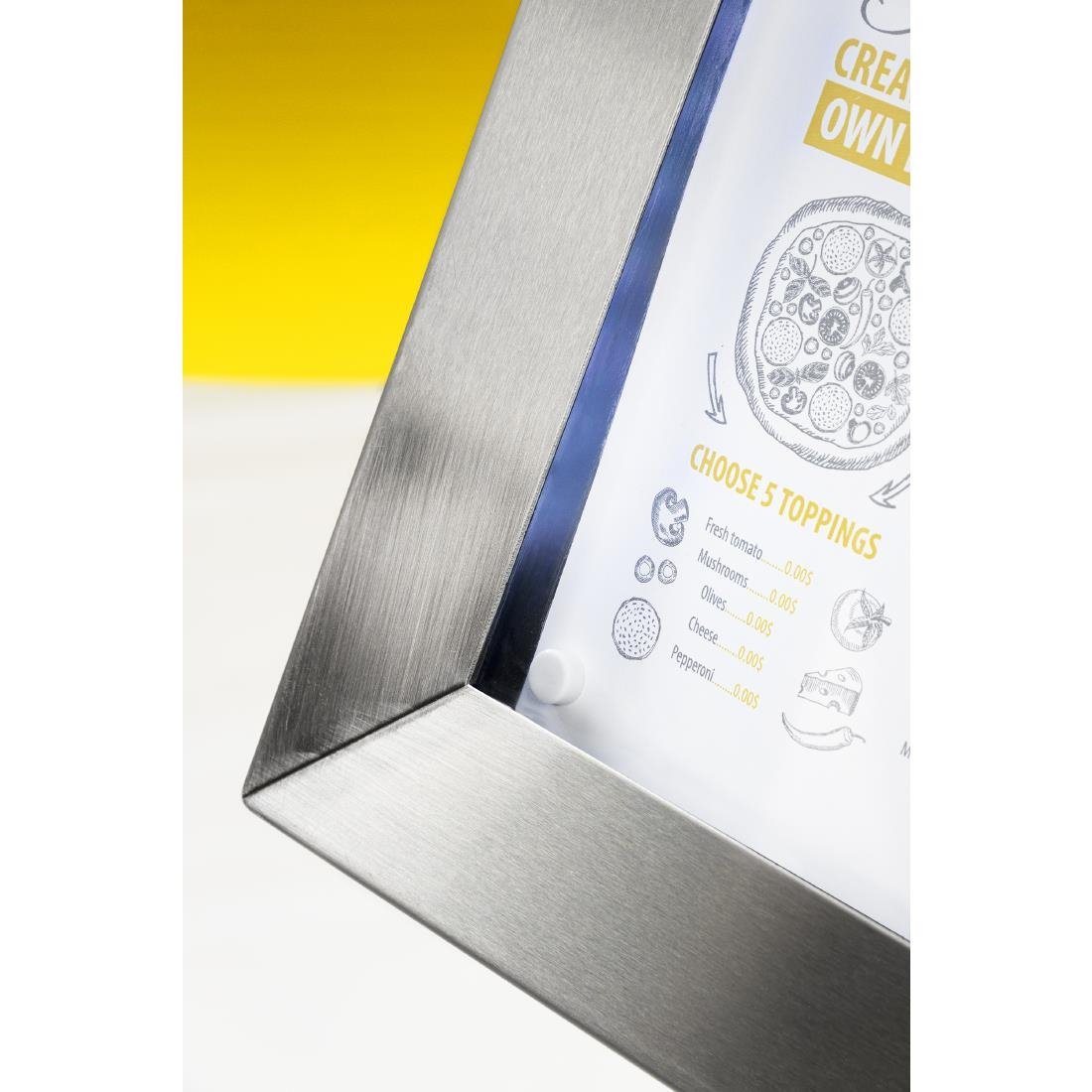 Securit RVS Gekleurd LED 4XA4 display met paal en voet