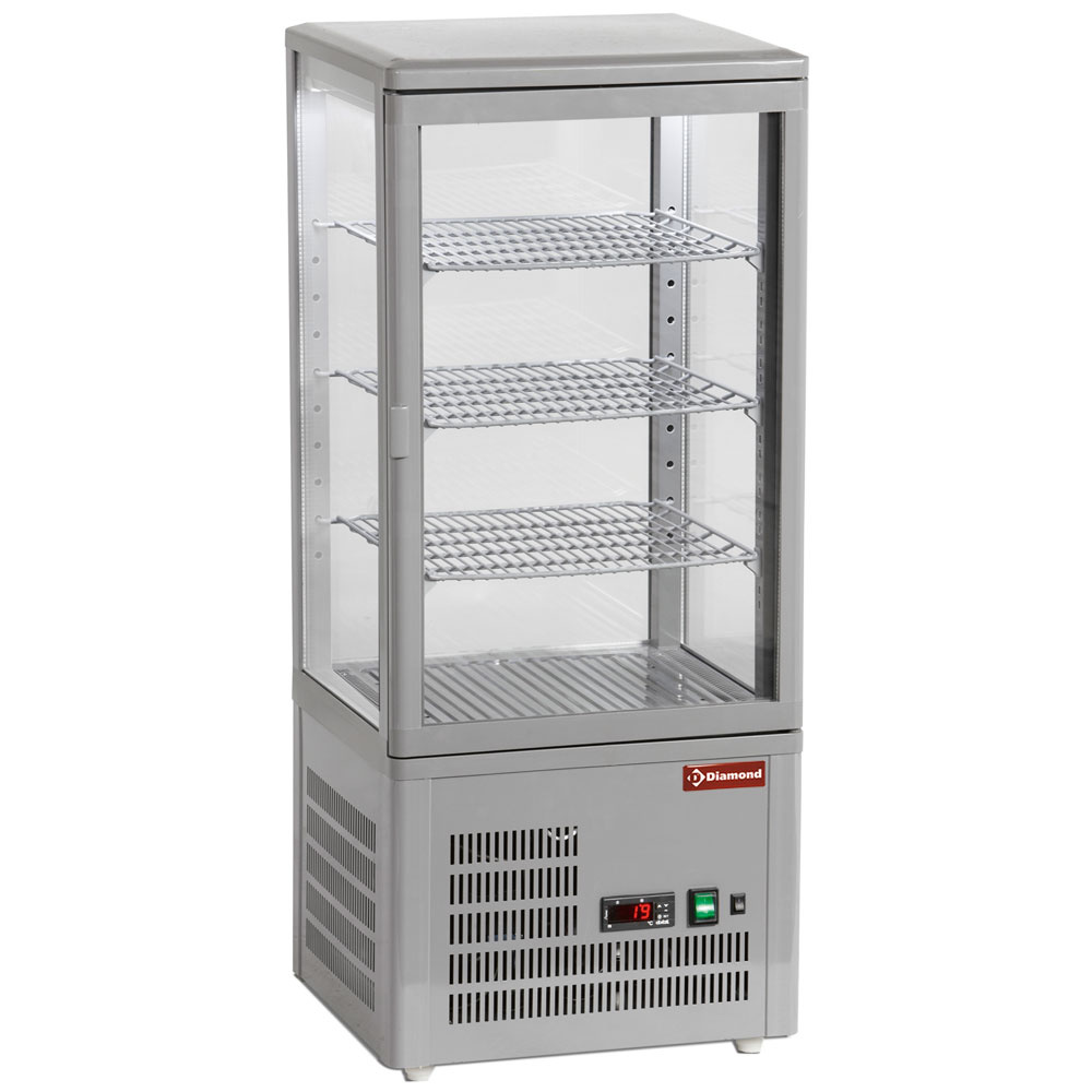 Tischvitrine, 4-seitig verglast, 4 Ebenen "Grau"