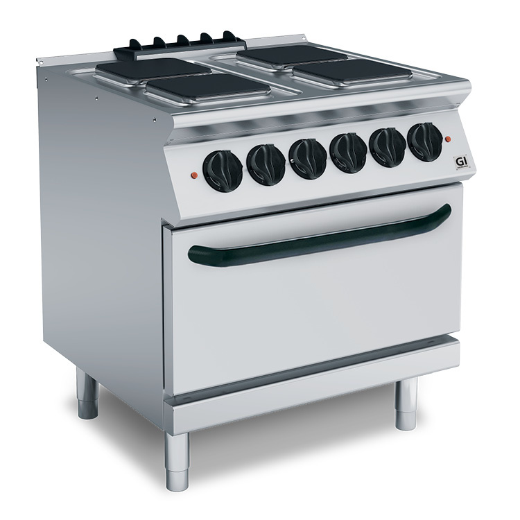 700 HP Kooktoestel 4 Vierkante Kookplaten | GN1/1 Elektrische Oven | 14,6 kW | 800x730x(H)870mm