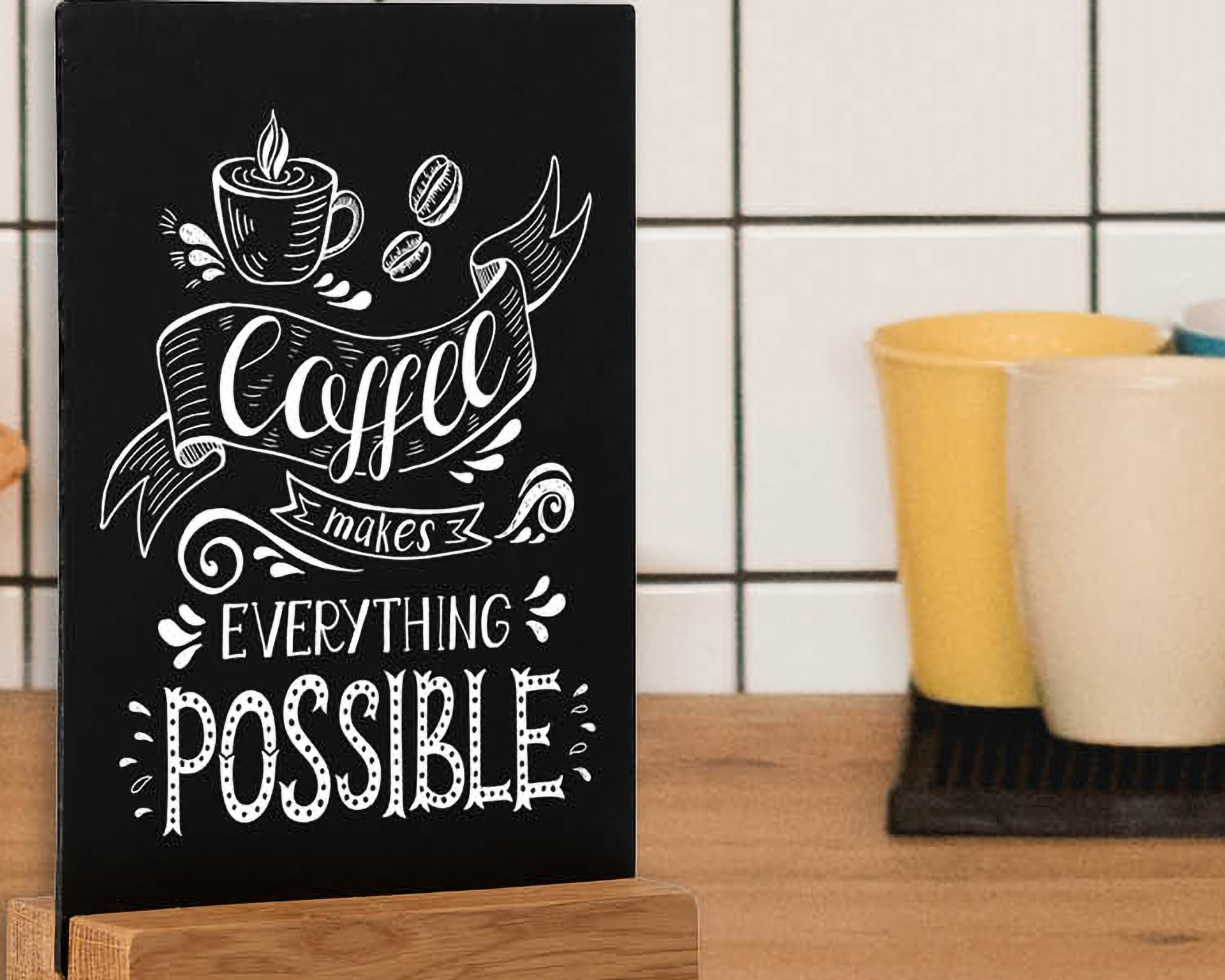 Krijtbord A6 staand - Voet eikenhout