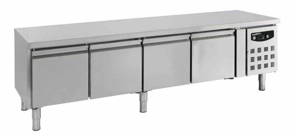 Comptoir Réfrigéré Inox | 4 Portes | 2230x700x650(h)mm | Modèle Basse
