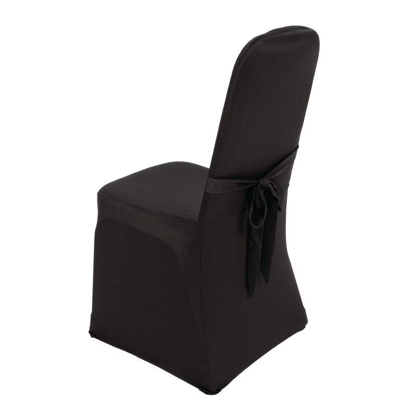 Housse De Chaise De Banquet Noire - Jersey Extensible - 100% Polyester