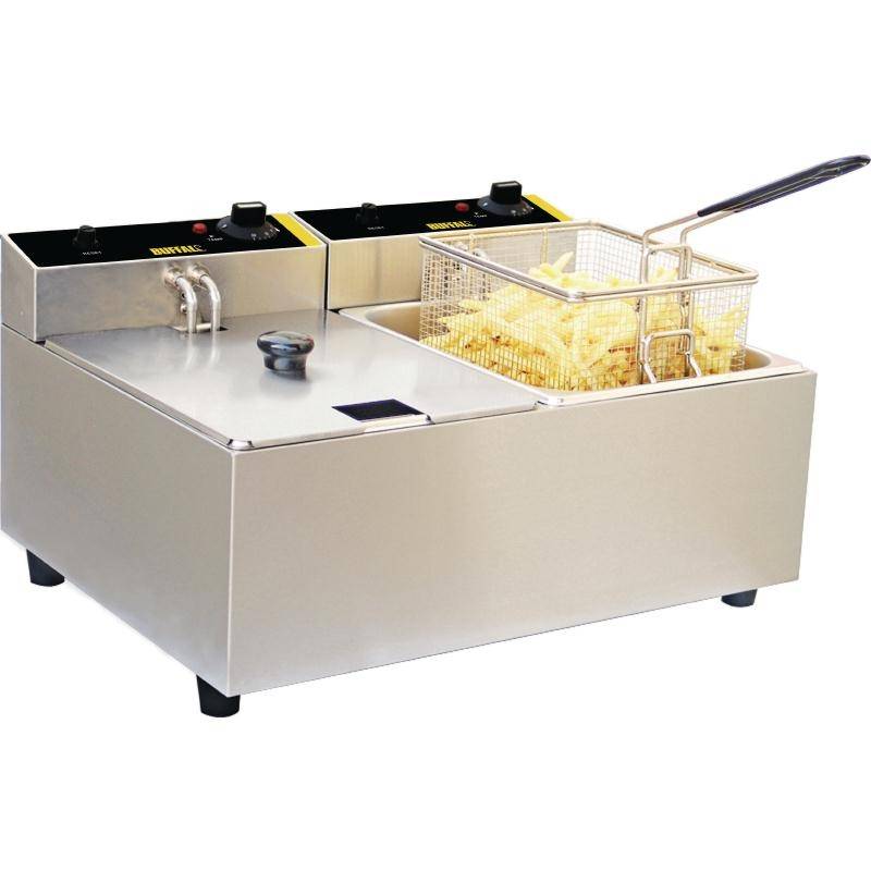 Friteuse Compact | 5+5 Liter | Incl. Manden en Deksels | 2x 2,8kW Friteuse Compact | 5+5 Liter | Incl. Manden en Deksels | 2x 2,8kW