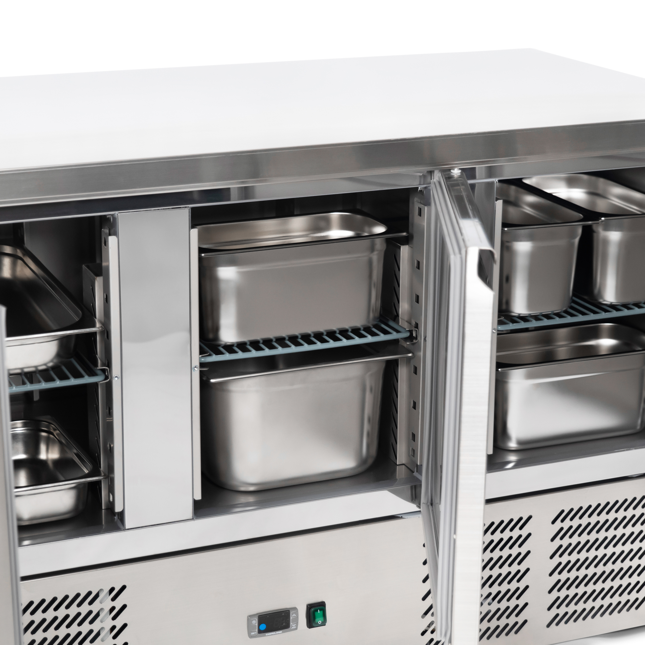 Kühlwerkbank 3-türig - Edelstahl - 137x70x(h)85 cm