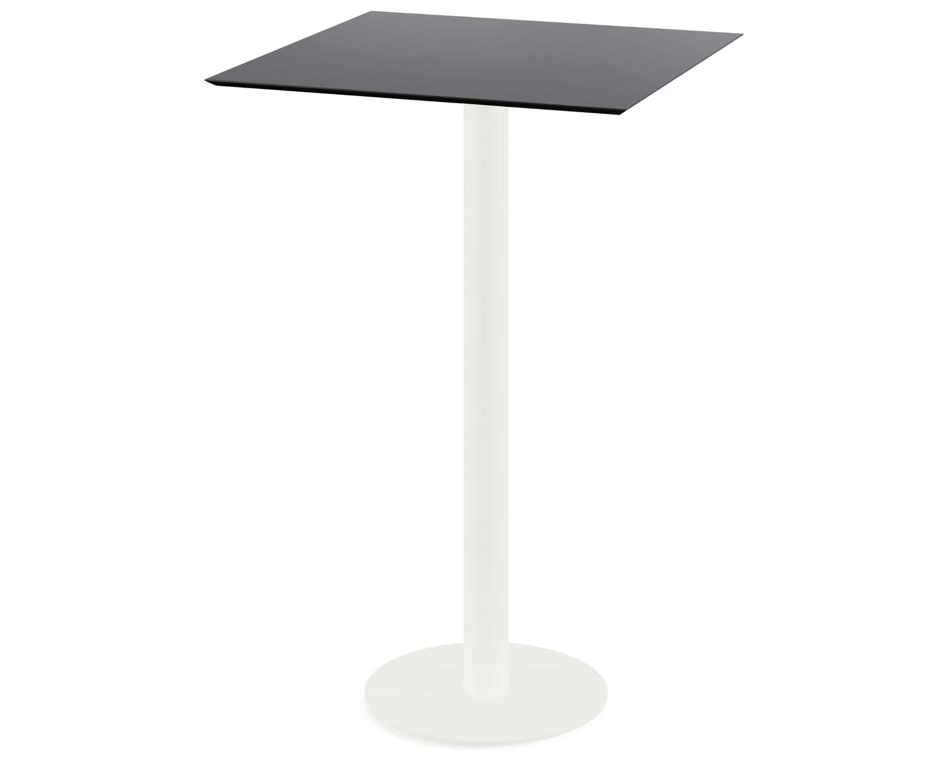 Table de bar Urban piètement blanc + plateau HPL noir 70x70cm