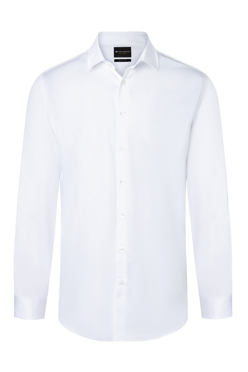 Langarm Herrenhemd Active-Stretch in Modern-Fit - Weiß - 2XL