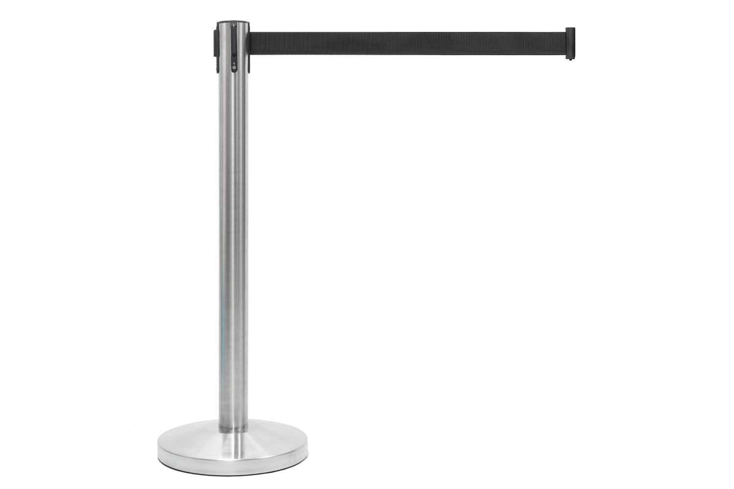 Poteau de File d'Attente - Chromé - Avec Cordon Noir 2000mm