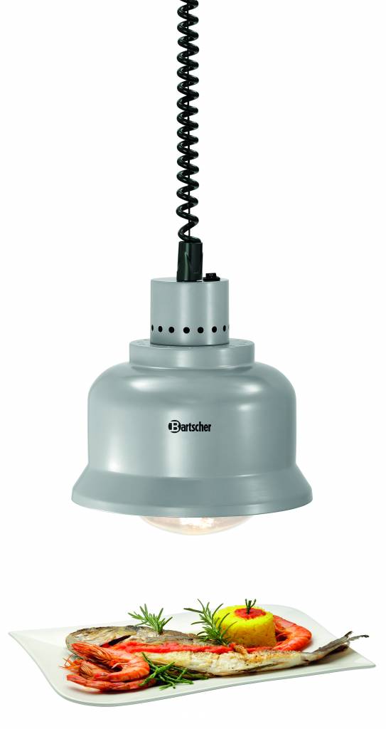 Lampe Chauffante Flexible | Chaleur Infrarouge | 0,25 kW | Cable 650-1600mm | 240x240x(H)265mm | Couleur Argent