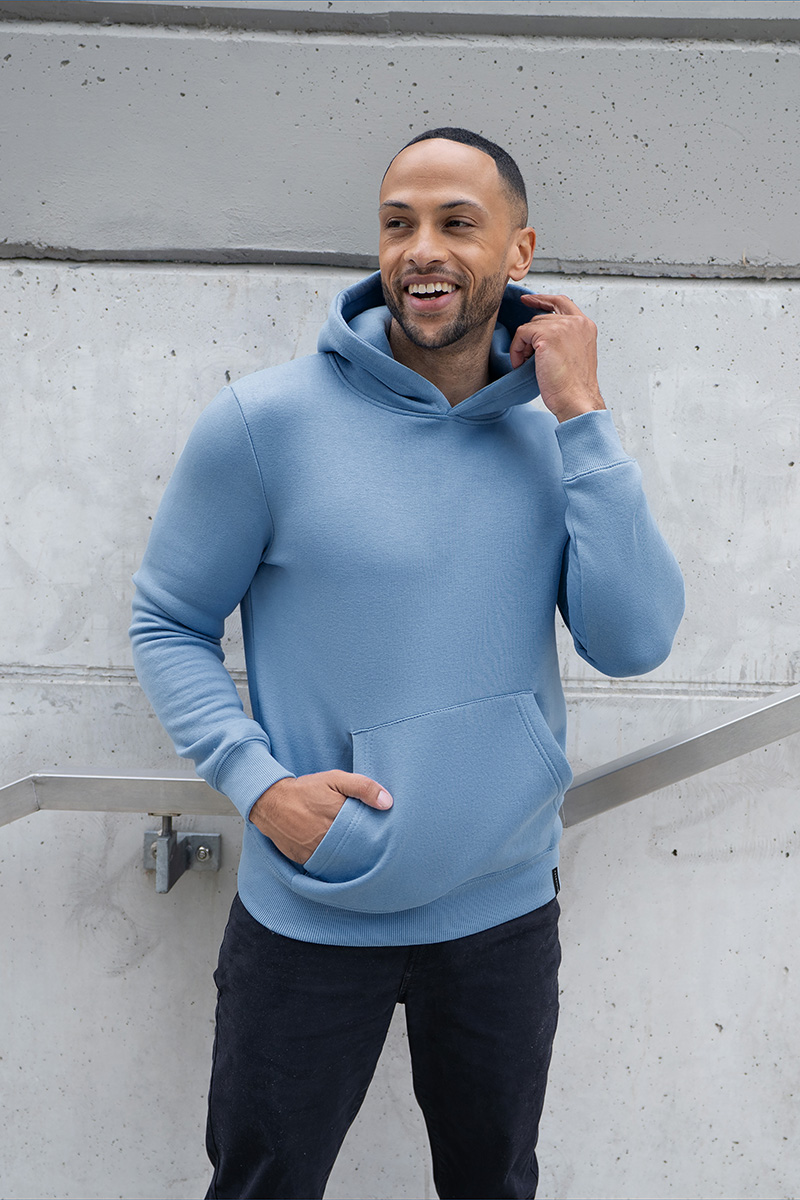 Herren Workwear Sweat Hoodie Soft-Face, aus nachhaltigem Material - Eisblau - L