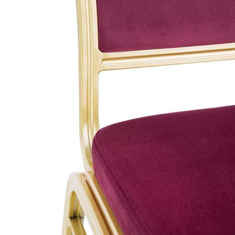 Chaise de banquet avec dossier rond empilable | Rouge bordelais | 4 pièces
