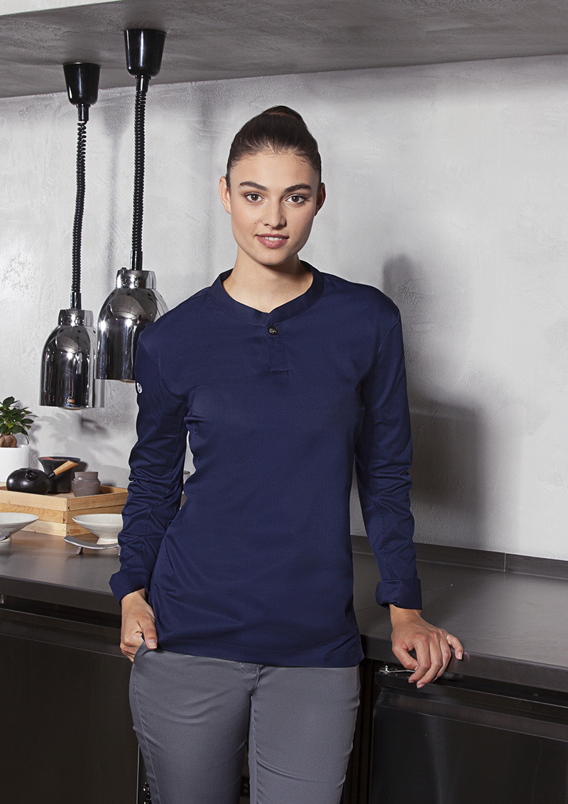 Dameswerkshirt Met Lange Mouwen - Marineblauw - Xs
