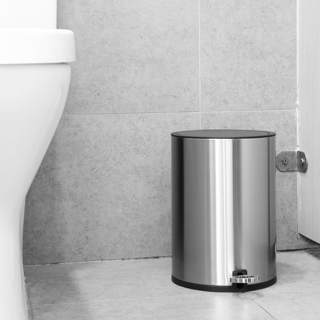 Jantex Runder Gebürsteter Stahl Pedaleimer 3Ltr